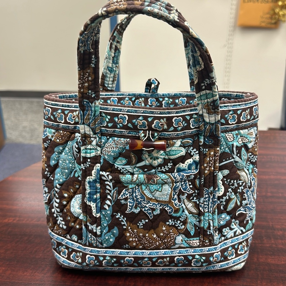 Vera Bradley Brown and Blue Floral Tote